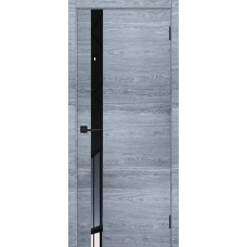 Дверь межкомнатная Леском Роял 2 Астана грей, стекло черное, кромка